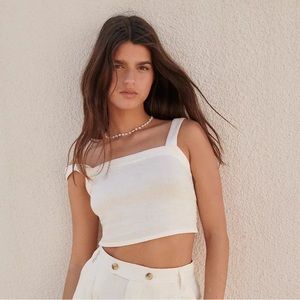 Madewell Linen-Blend Abbie Crop Top